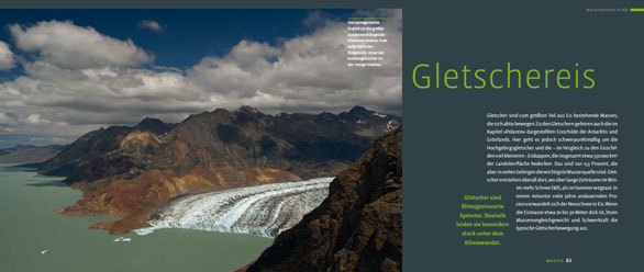 Einführende Doppelseite zum Thema Gletschereis im Buch "Naturwunder Erde"