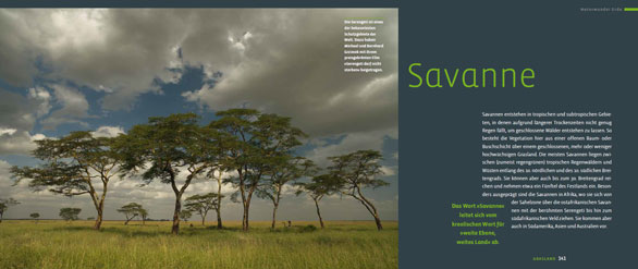 Einführende Doppelseite zum Thema Savanne aus dem Buch "Naturwunder Erde"